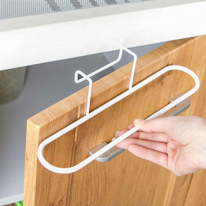 Towel Rack Hanging Holder Cupboard Organizer Cabinet Storage Hanger (White)