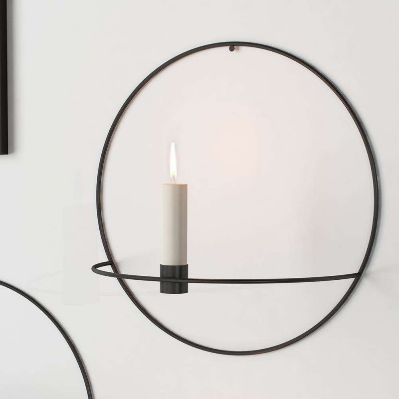 Metal Geometric Round Candle Holder Home Decor (Black Long Candlestick 29cm