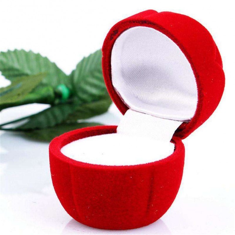 Rose Flower Flocking Ring Box Holder Wedding Valentine Gift Packing Case