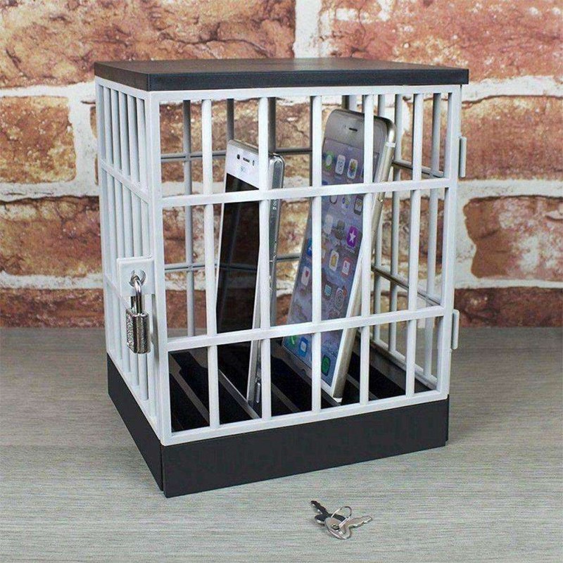 Novelty The Mobile Phone Jail Cell Lock Up Phones Holder Locking Cage Gifts