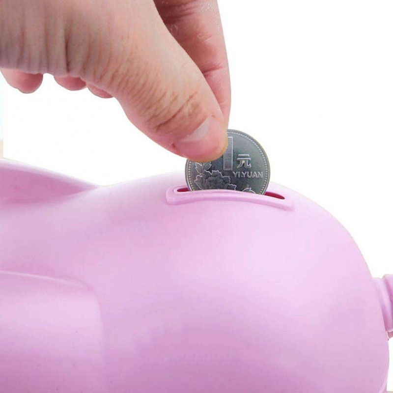 Cartoon Pig Plastic Piggy Bank Coin Money Saving Box Case Kids Gift (Red)