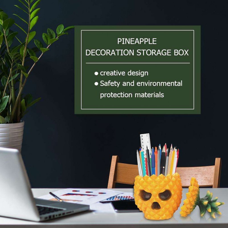 Resin Pineapple Skull Desktop Storage Box Organizer Table Decor Ornaments