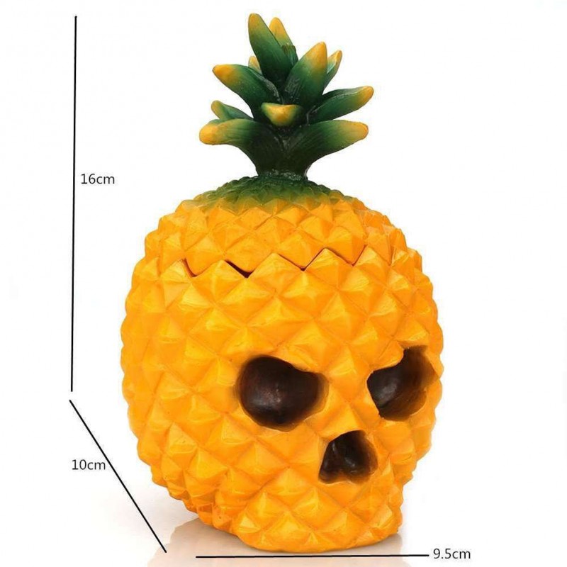 Resin Pineapple Skull Desktop Storage Box Organizer Table Decor Ornaments